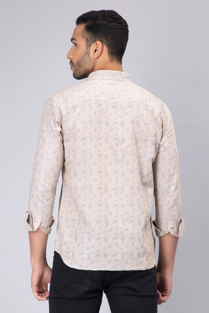 Regular Fit Cotton Bright Grey Printed Casual Shirt For Men - Peplos Jeans