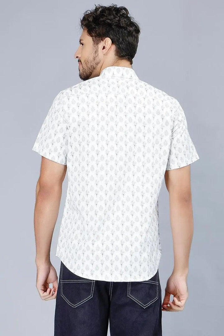 Men's Bright Grey Stylish Printed Casual Shirt - Peplos Jeans