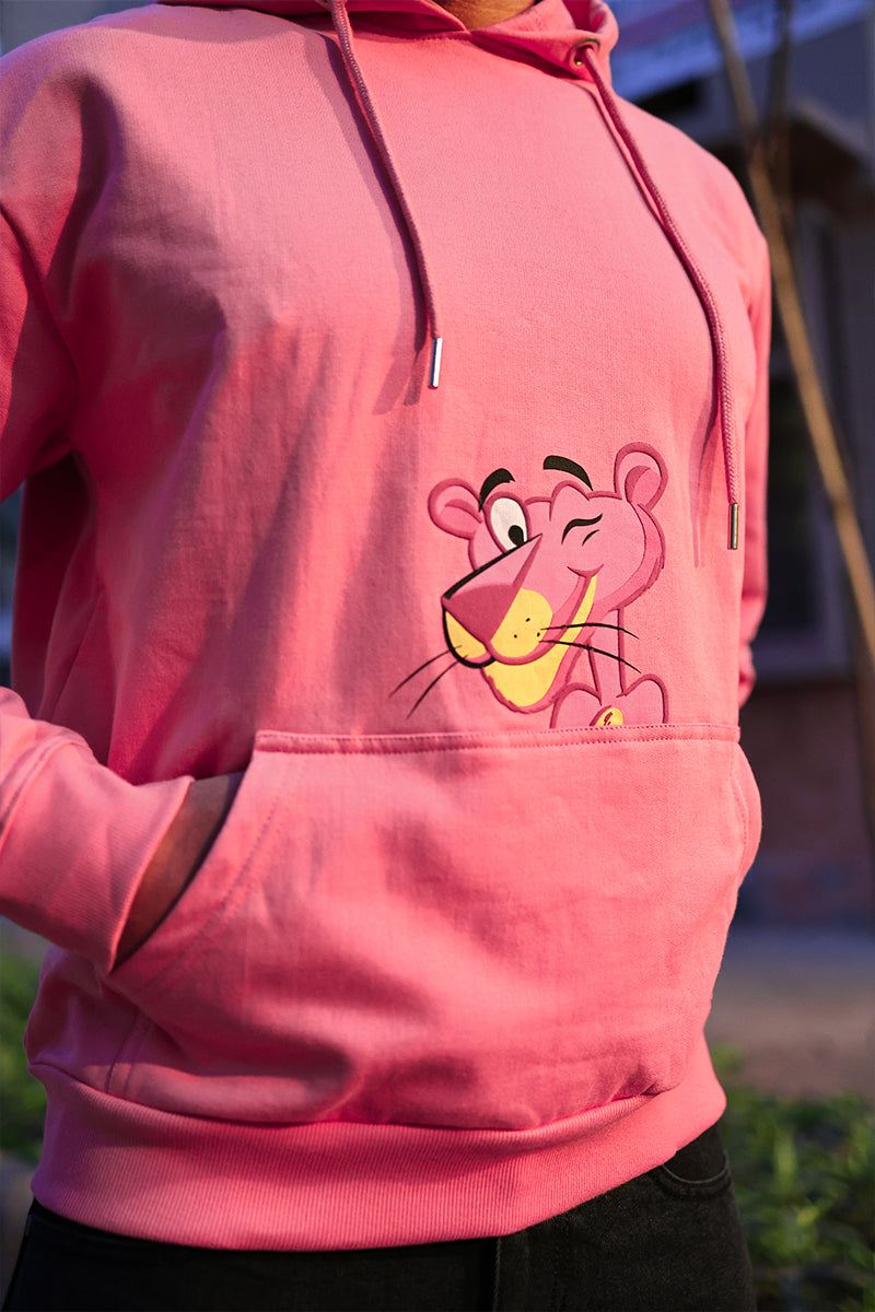 Oversized Fit Printed Hoodie For Men (Pink)