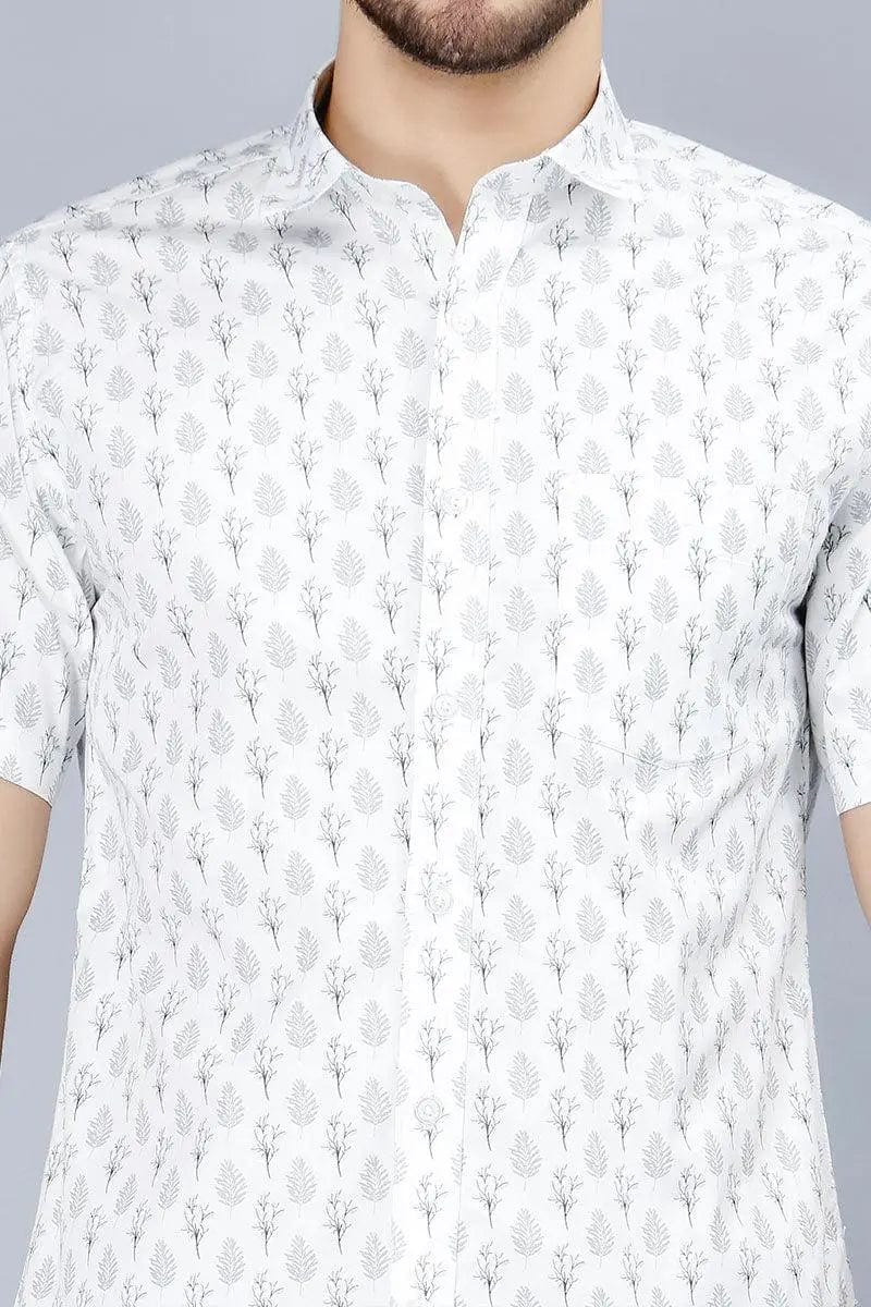 Men's Bright Grey Stylish Printed Casual Shirt - Peplos Jeans
