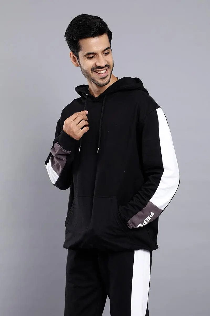 REGULAR FIT BLACK TRENDY HOODIE FOR MEN - Peplos Jeans