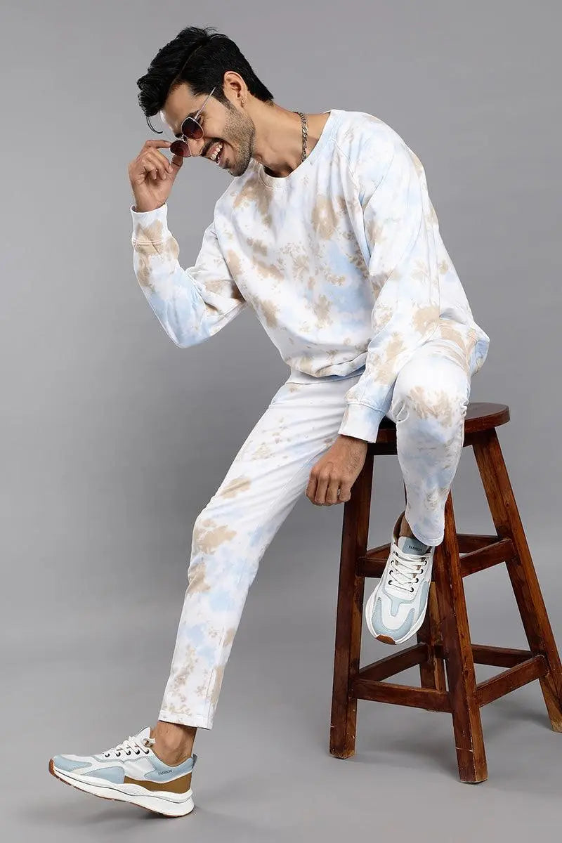 REGULAR FIT TIE DYE SWEATSHIRT - TROUSER CO-ORD SET FOR MEN - Peplos Jeans 