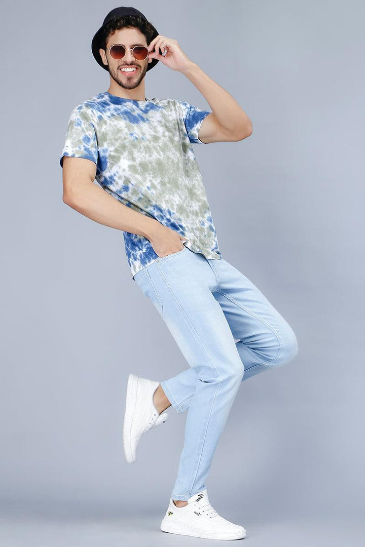 Men's Slim Fit Light Blue Stretchable Solid Denim Jeans - Peplos Jeans
