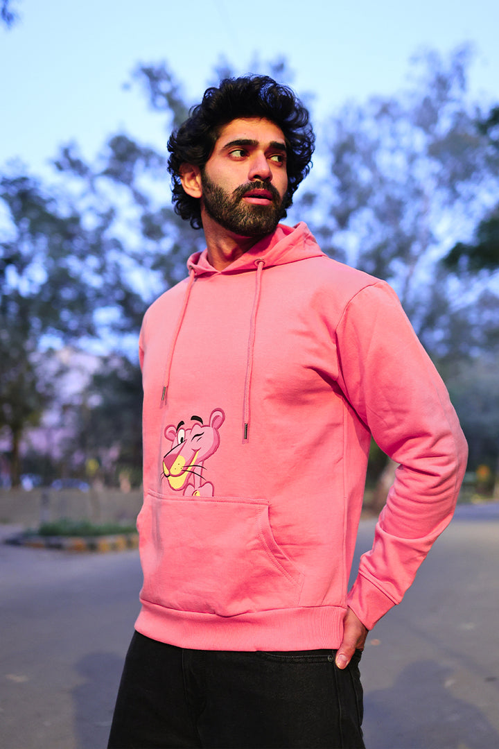 Oversized Fit Printed Hoodie For Men (Pink)