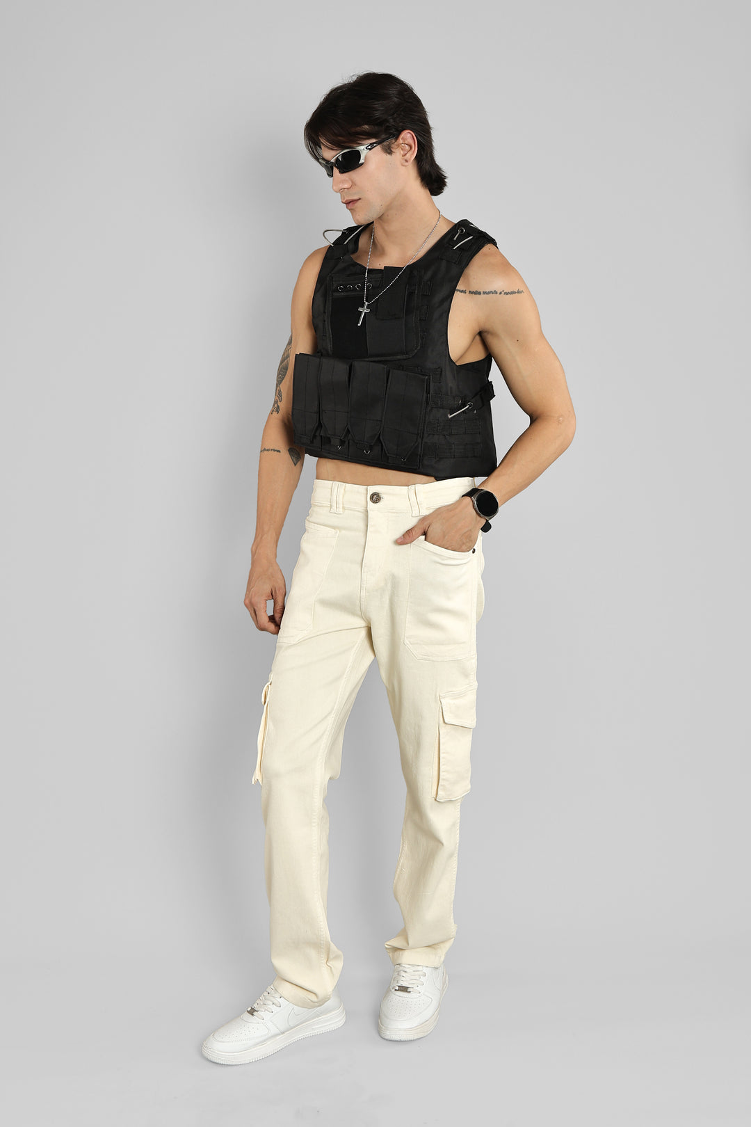 Ivory Color Cargo Pants for Men