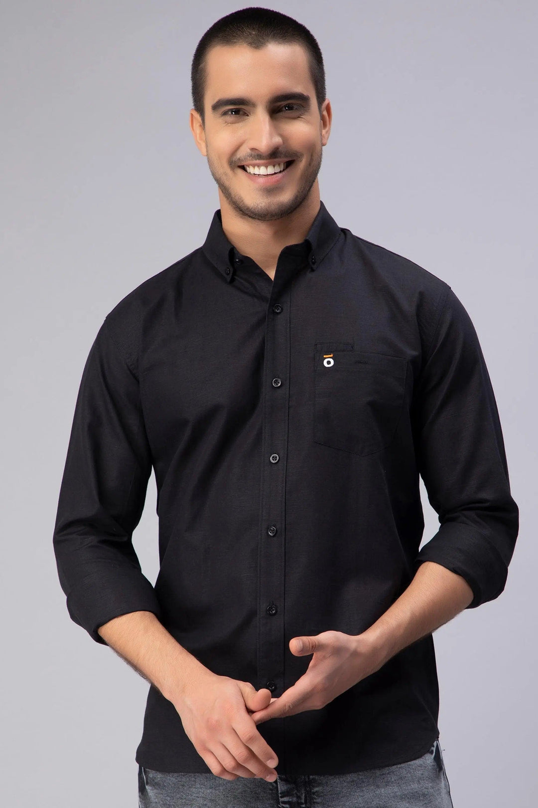 Peplos-Men's Black Regular Cotton Casual Shirt - Peplos Jeans