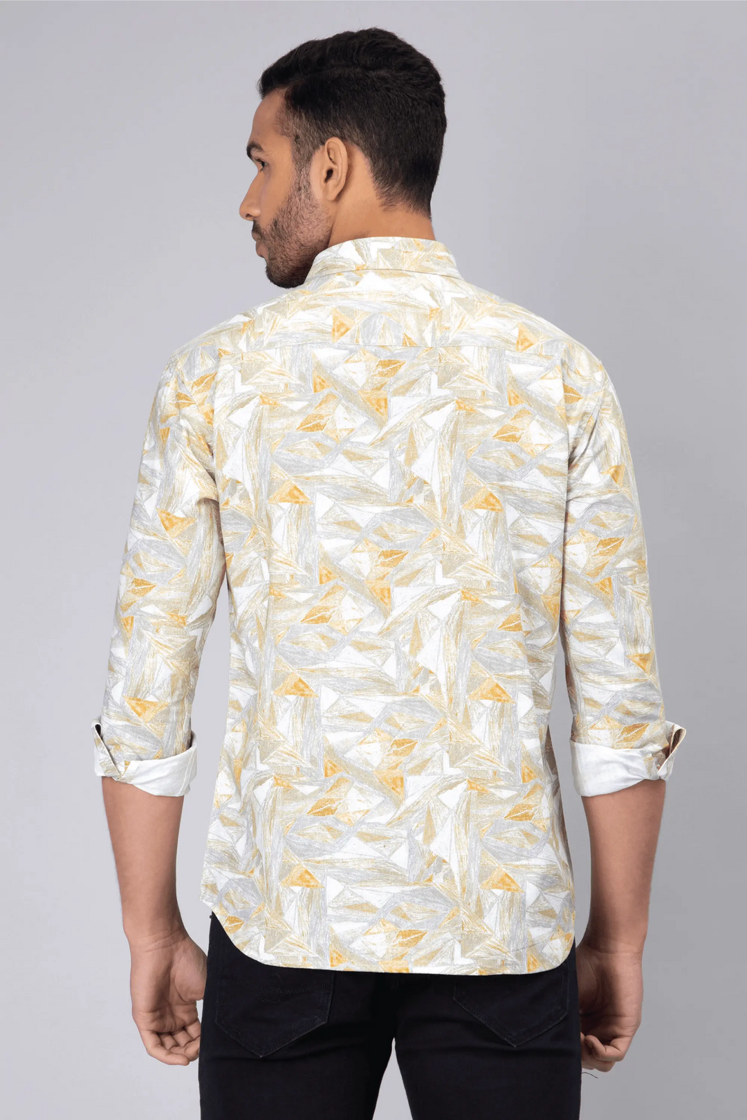 Regular Fit Cotton Standard Grey Printed Casual Shirt For Men - Peplos Jeans