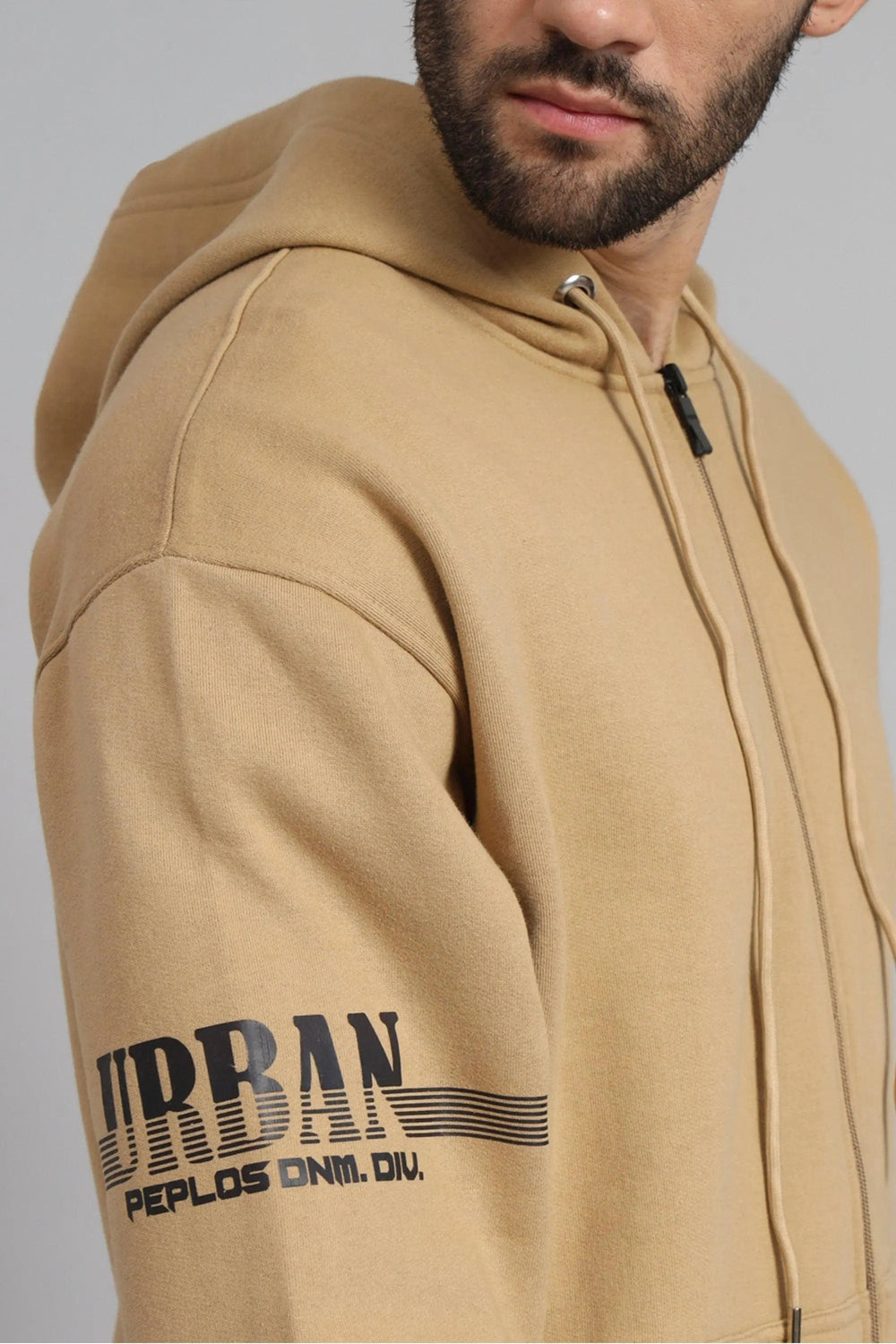 Regular Fit Fawn Color Premium Zipper Hoodie For Men - Peplos Jeans