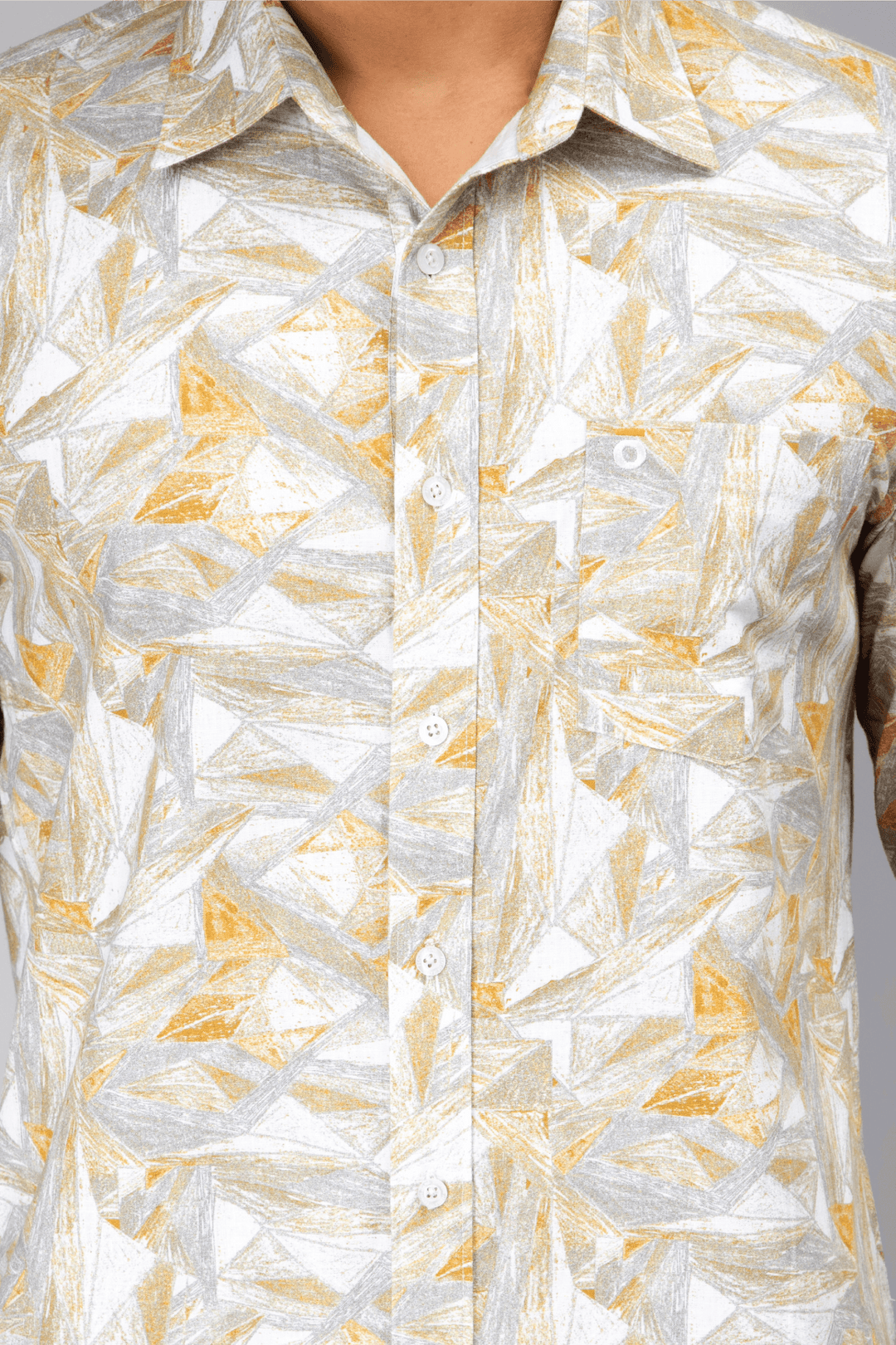 Regular Fit Cotton Standard Grey Printed Casual Shirt For Men - Peplos Jeans