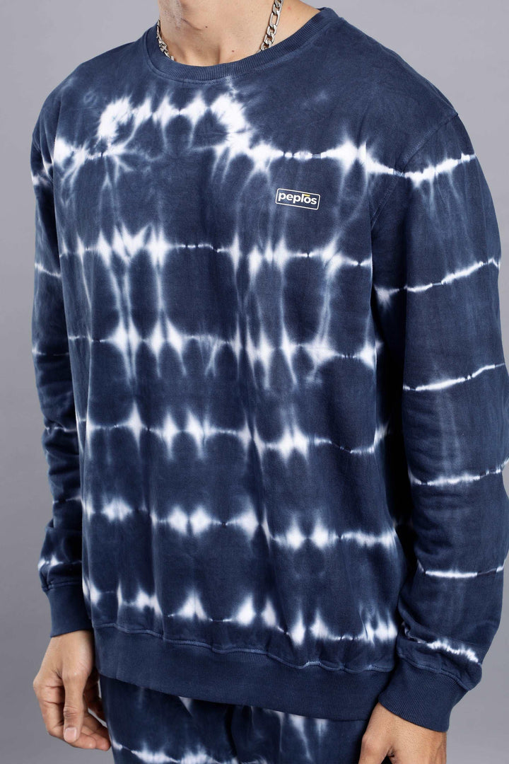 broad view of Regular Fit Blue Sweatshirt Jogger Set For Men - Peplos Jeans