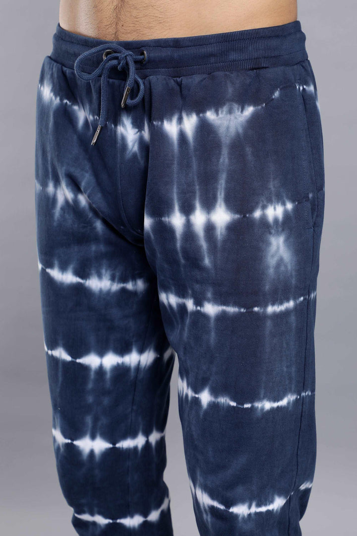 lower view of Regular Fit Blue Sweatshirt Jogger Set For Men - Peplos Jeans