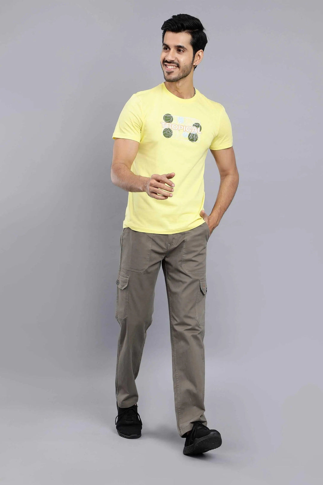 Men's Loose Fit Multiple Pocket Grey Premium Cargo Pant - Peplos Jeans