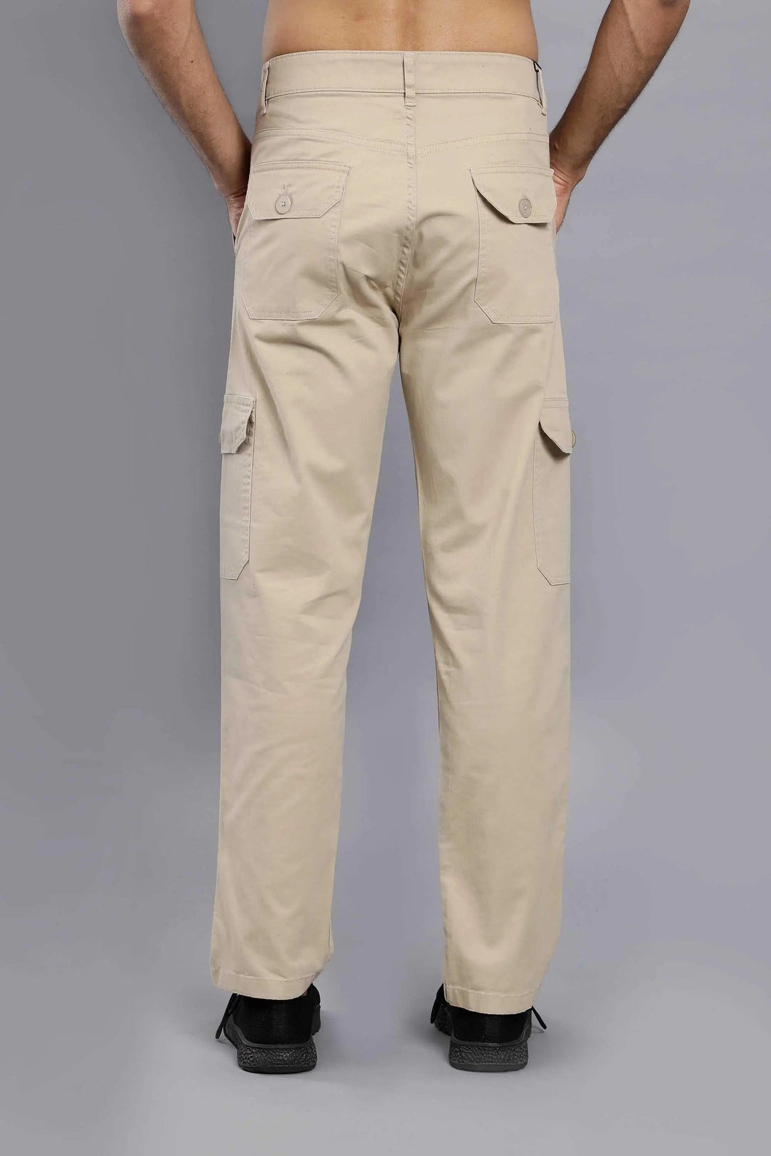 Men's Loose Fit Multiple Pocket Khaki Premium Cargo Pant - Peplos Jeans