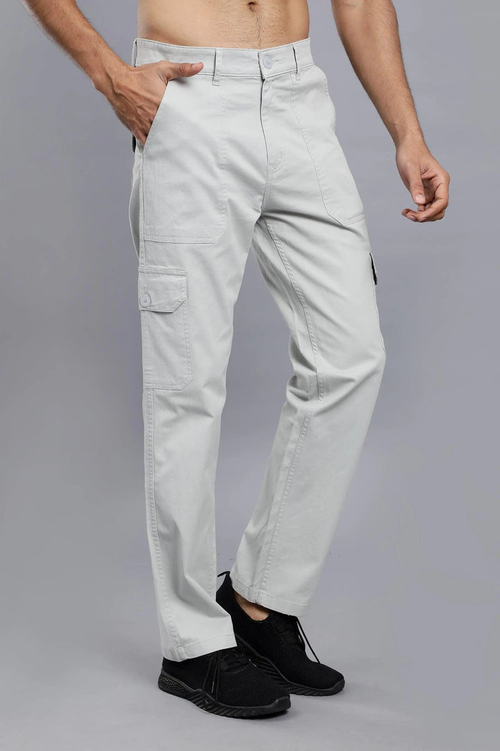 Men's Loose Fit Multiple Pocket Grey Cargo Pant - Peplos Jeans