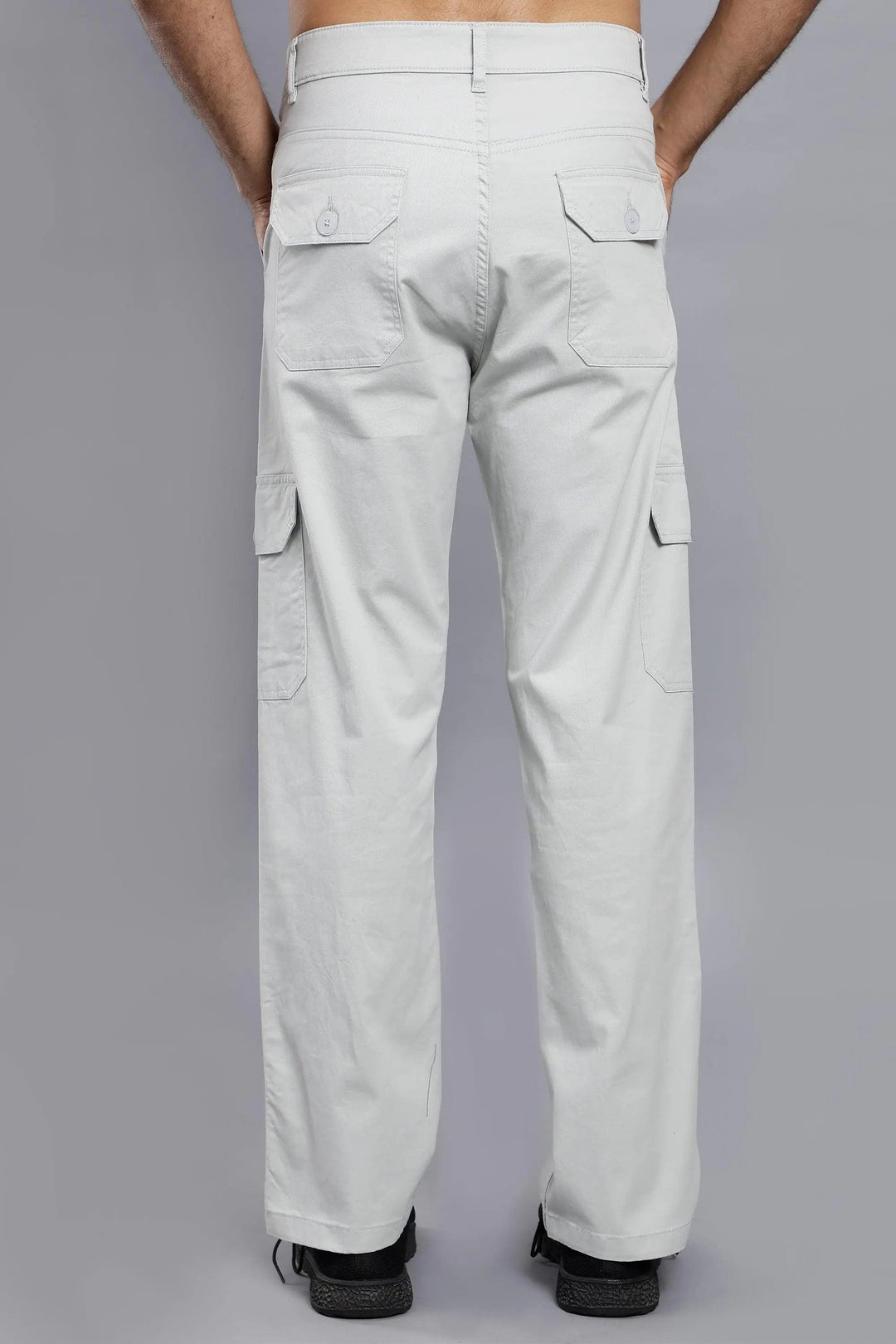 Men's Loose Fit Multiple Pocket Grey Cargo Pant - Peplos Jeans