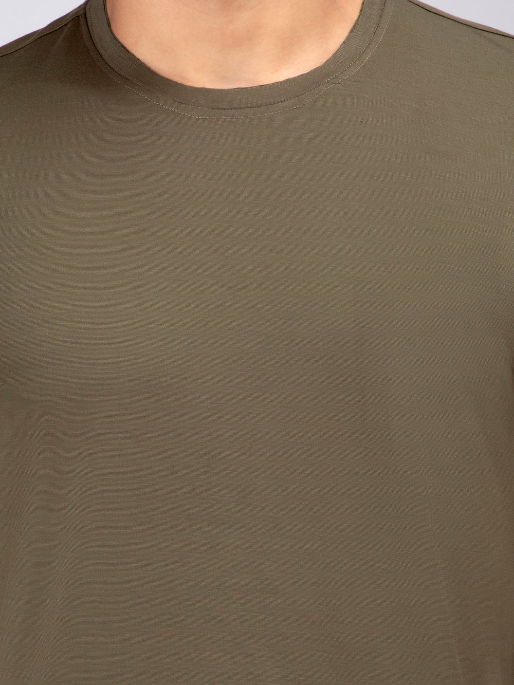 Men's Half-Sleeve Solid Olive Cotton T-shirt - Peplos Jeans
