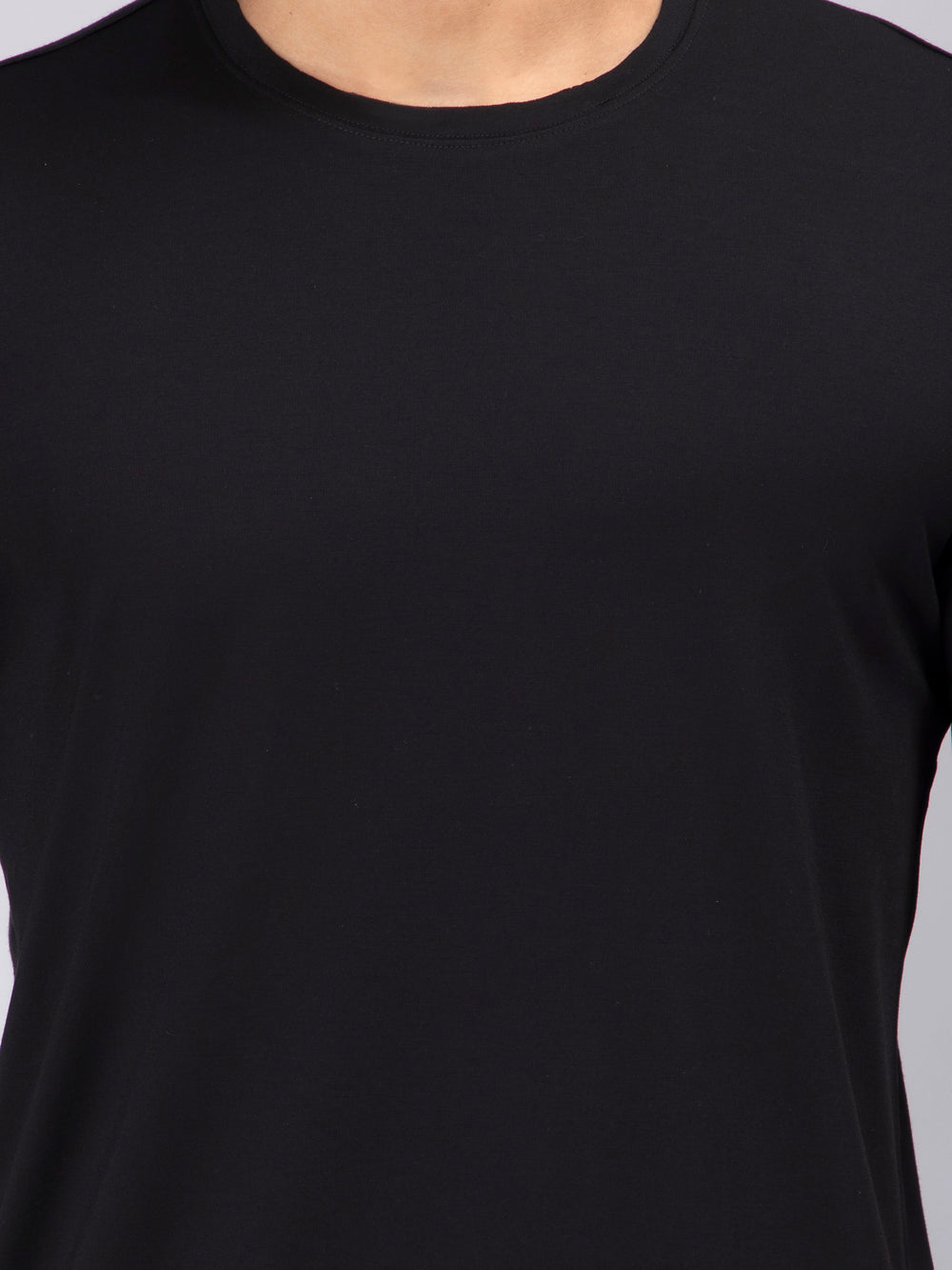 Men's Half-Sleeve Solid Black Cotton T-shirt - Peplos Jeans