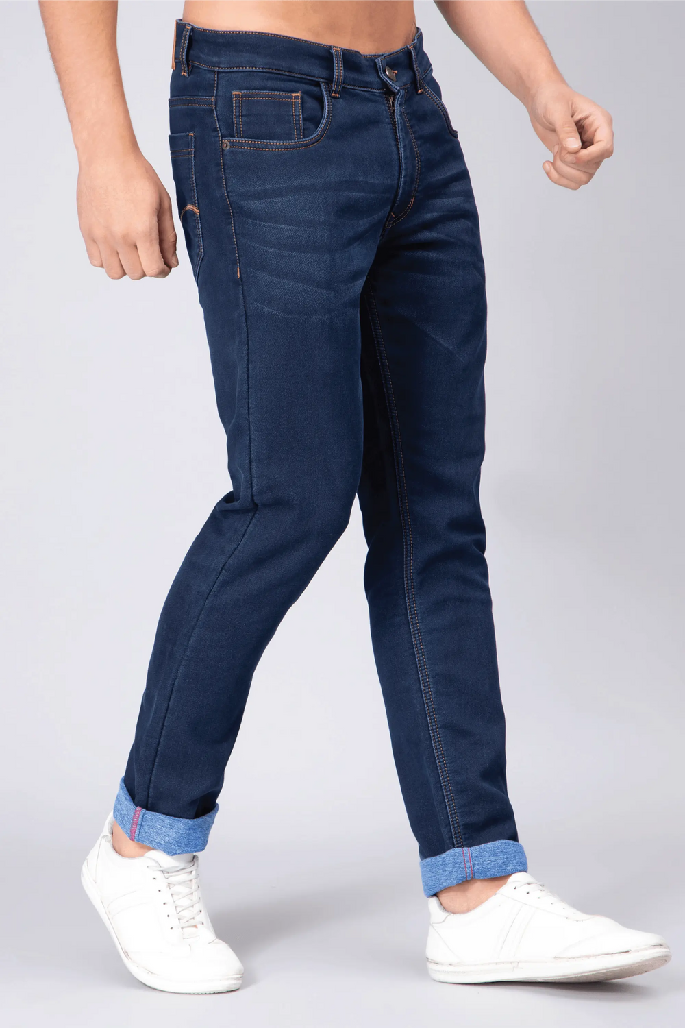 Men's Slim Fit Dark Blue Stretchable Denim Jeans - Peplos Jeans