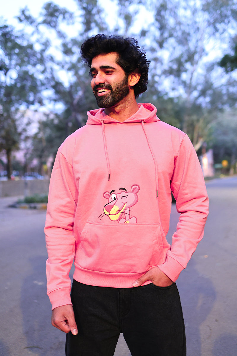 Oversized Fit Printed Hoodie For Men (Pink)