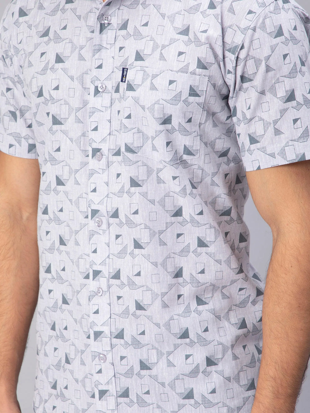 Regular Fit Pure Cotton Grey Printed Casual Shirt For Men - Peplos Jeans