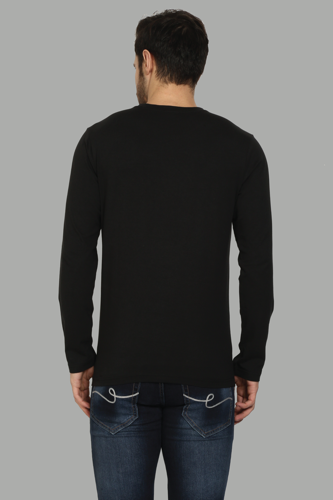 Full Sleeve Black Round Neck T-Shirt For Men - Peplos Jeans