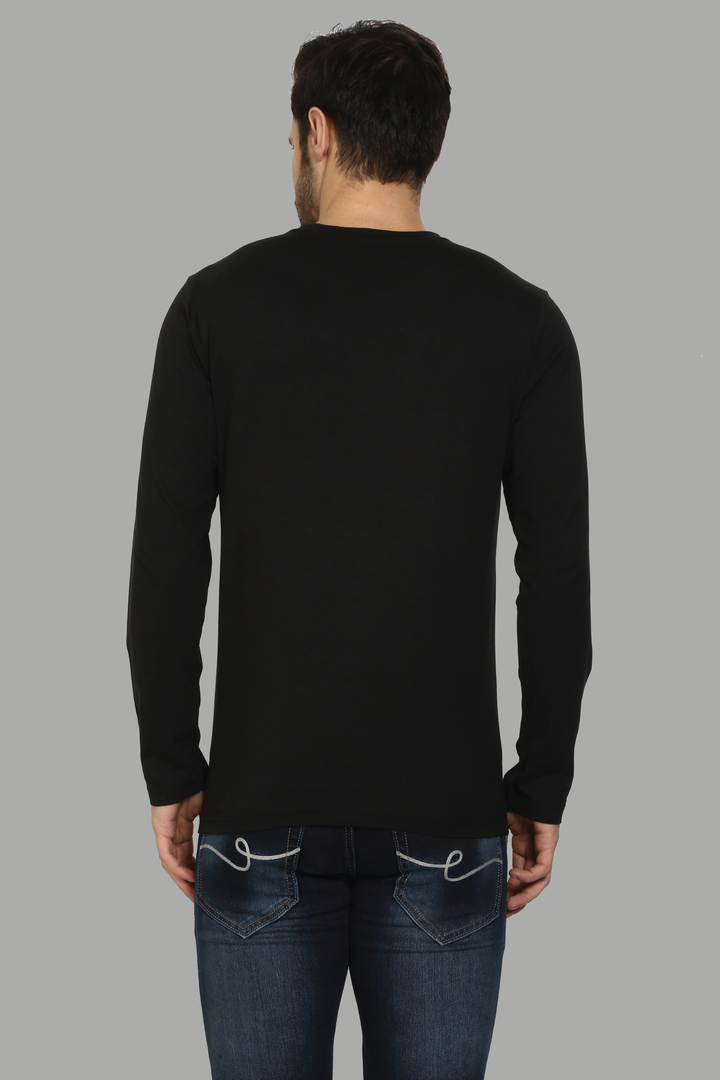 Full Sleeve Black Round Neck T-Shirt For Men - Peplos Jeans