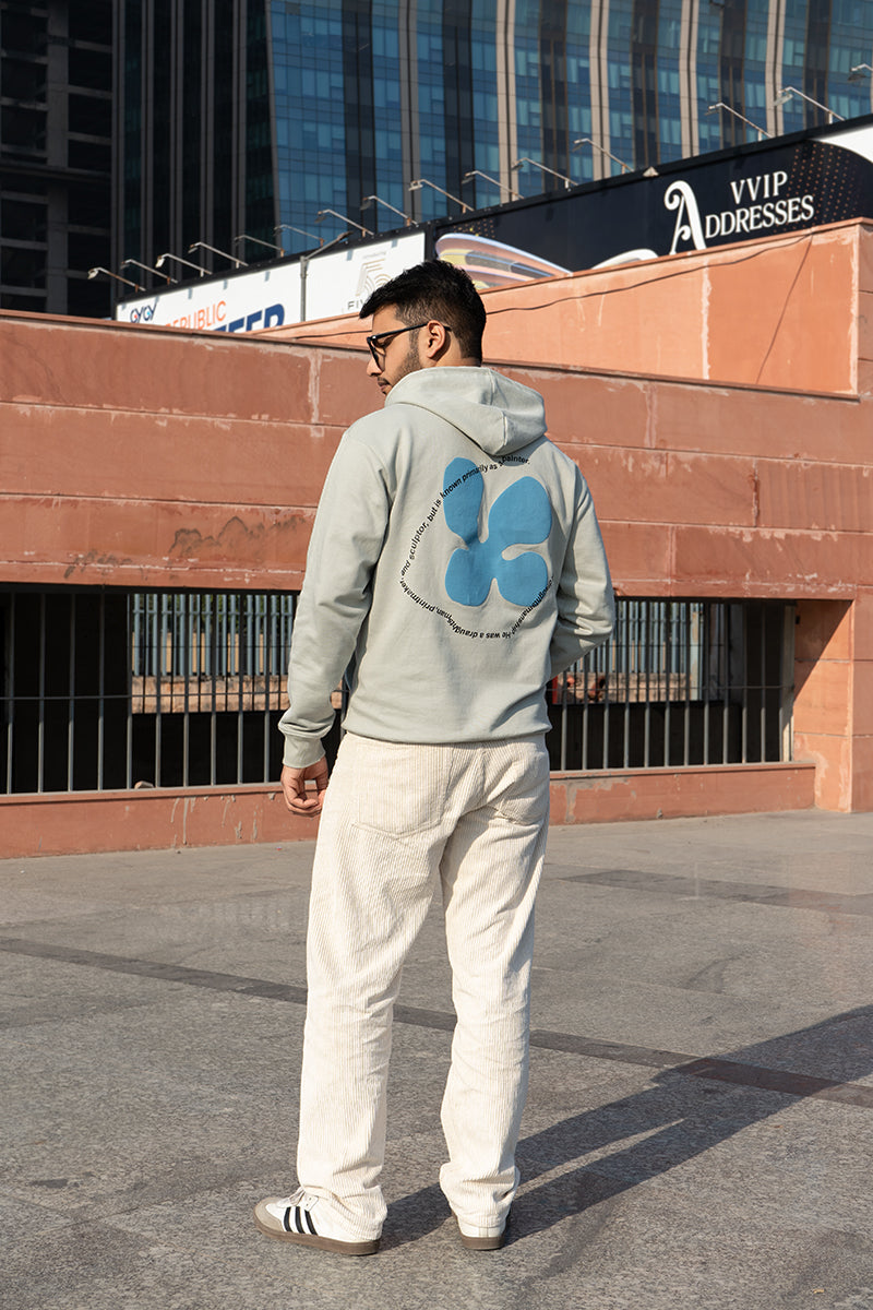 Oversized Fit Printed Hoodie For Men (Pastel Green)