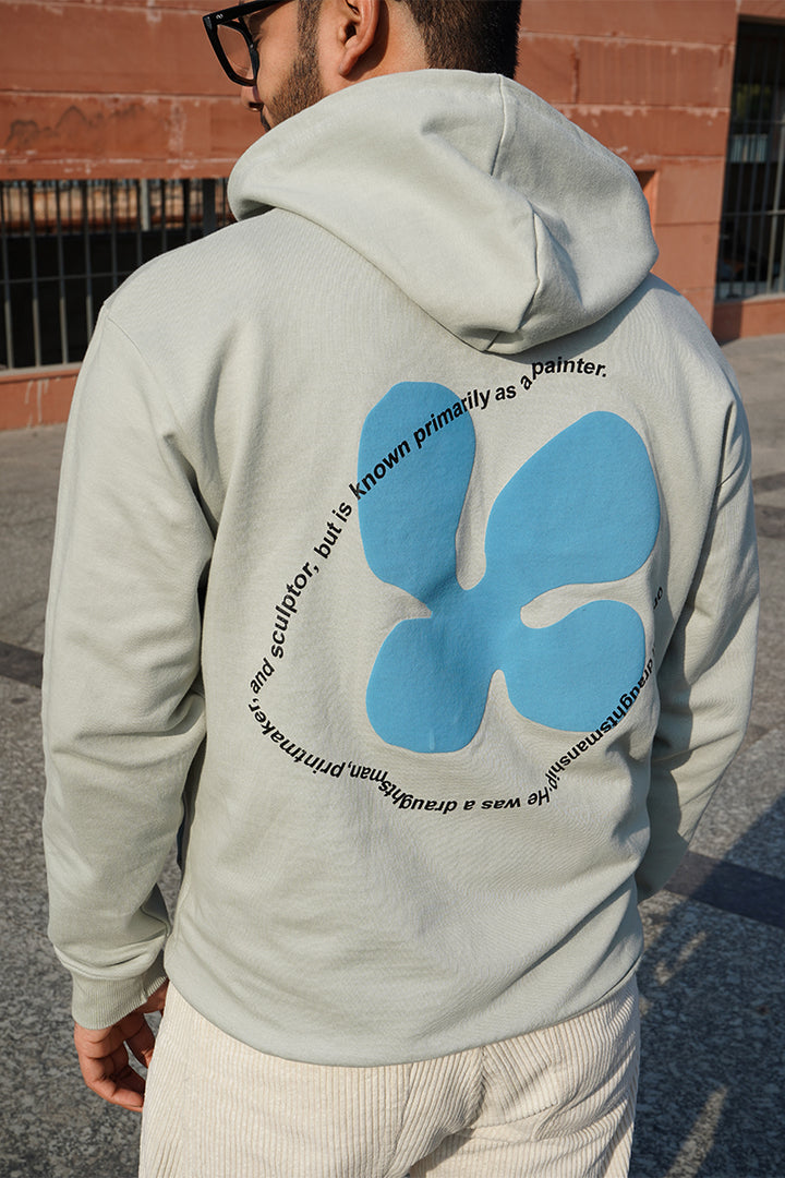 Oversized Fit Printed Hoodie For Men (Pastel Green)