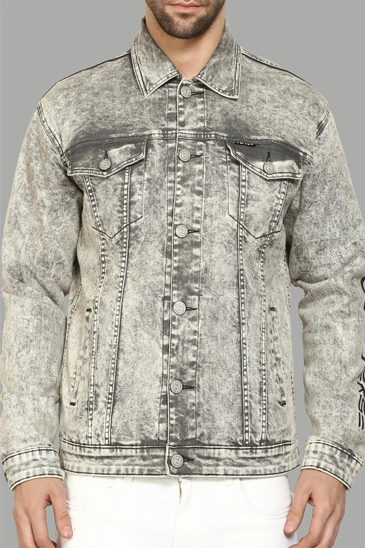 Regular Fit Cloud Grey Premium Denim Jacket for Men - Peplos Jeans