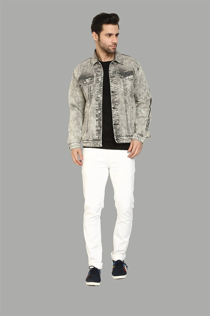 Regular Fit Cloud Grey Premium Denim Jacket for Men - Peplos Jeans