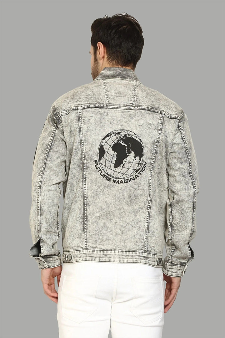 Regular Fit Cloud Grey Premium Denim Jacket for Men - Peplos Jeans