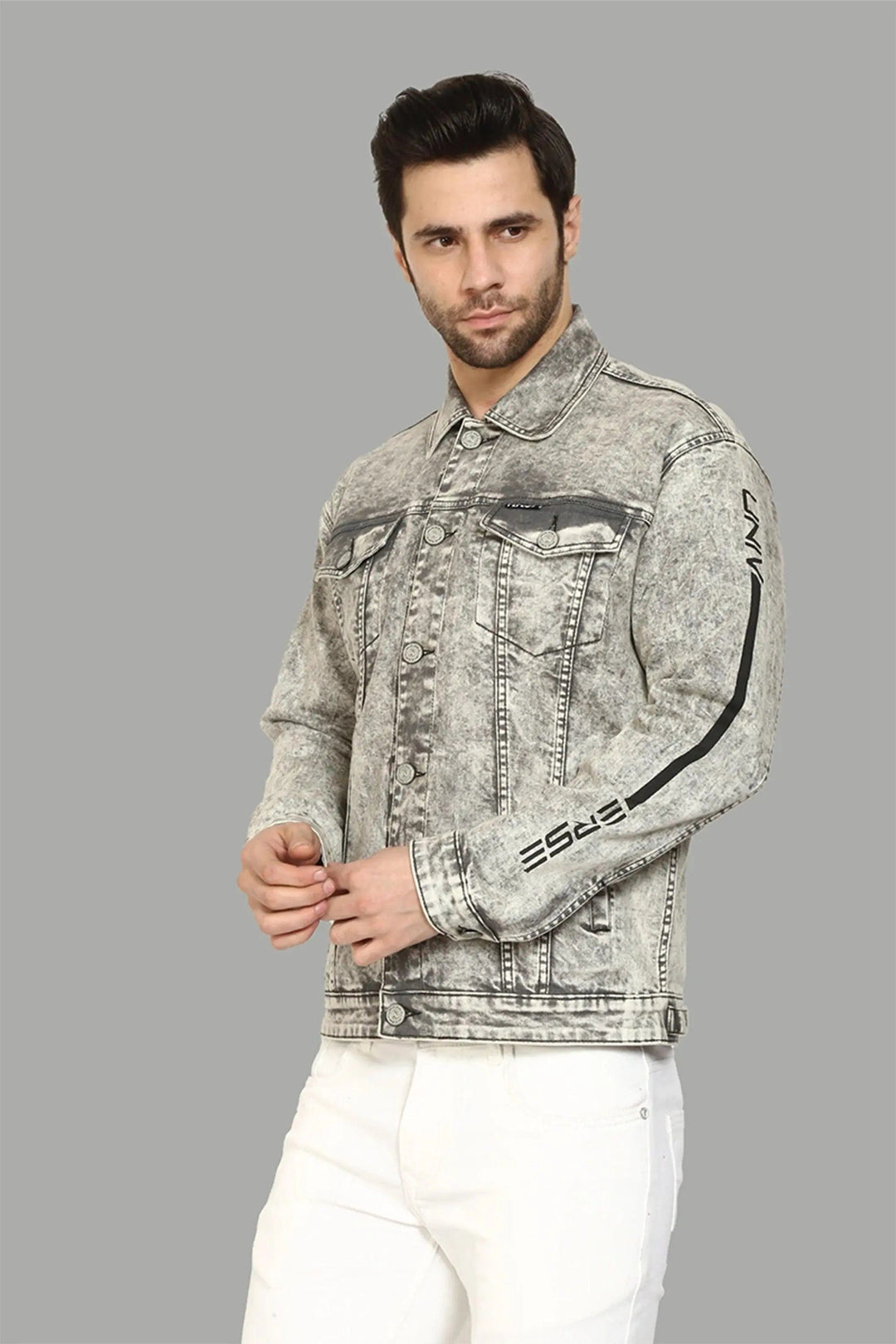 Regular Fit Cloud Grey Premium Denim Jacket for Men - Peplos Jeans