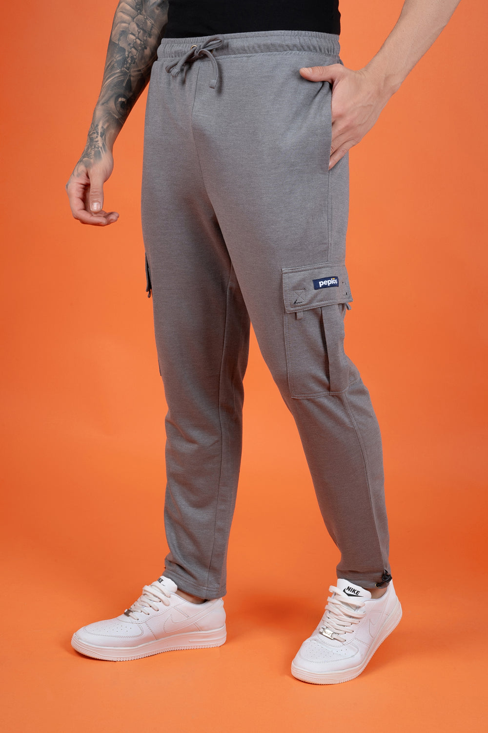 Men's Grey Premium fabric Joggers - Peplos Jeans
