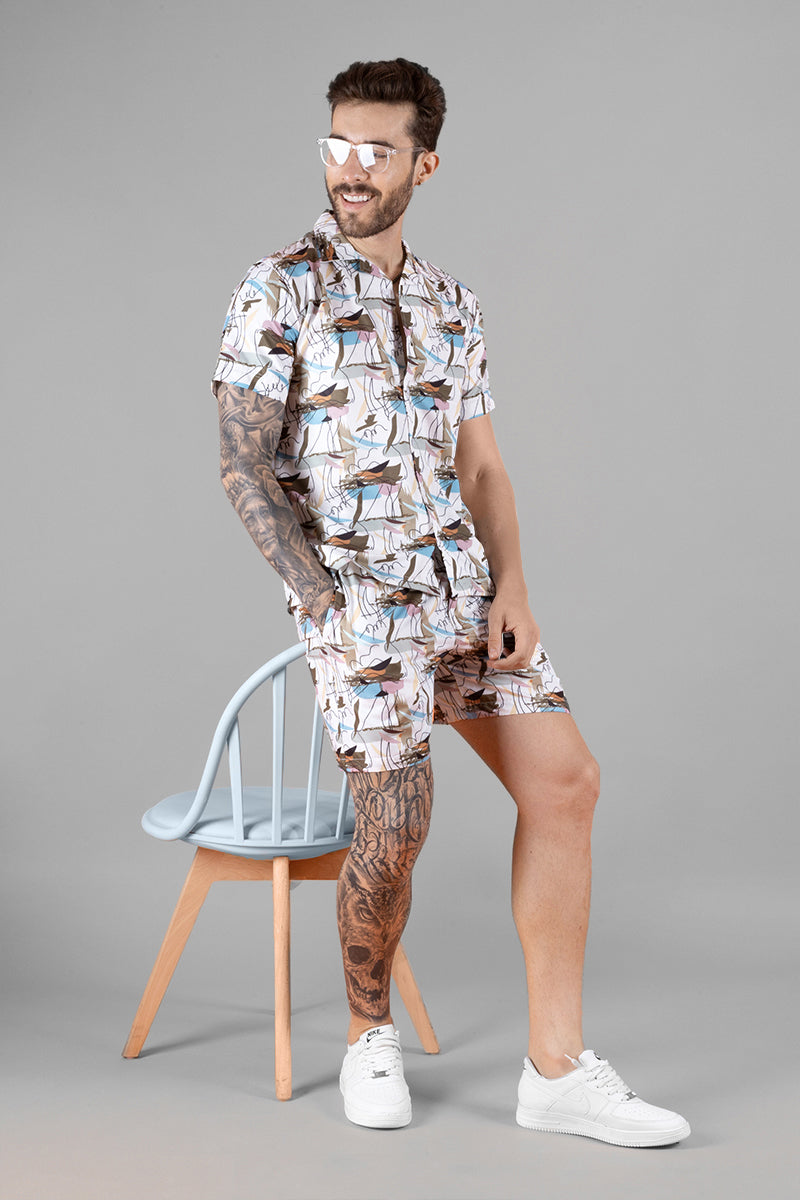 Men's Abstract Print Co-ords Set