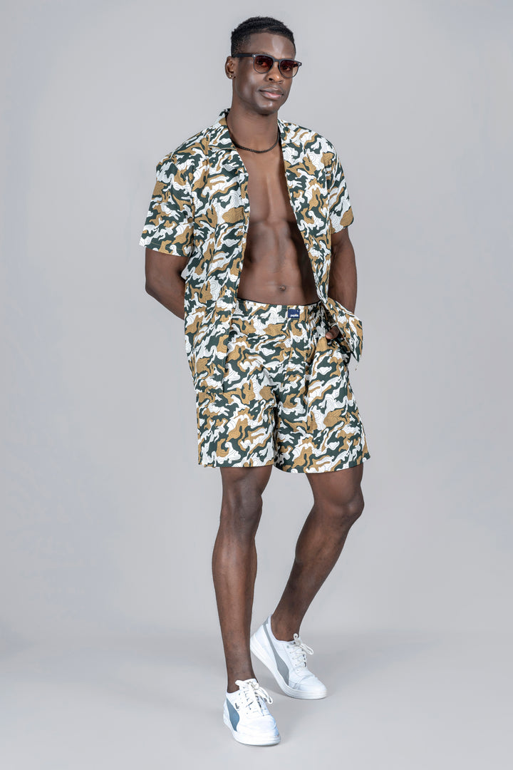 Printed Brown & Blue Co Ord Set