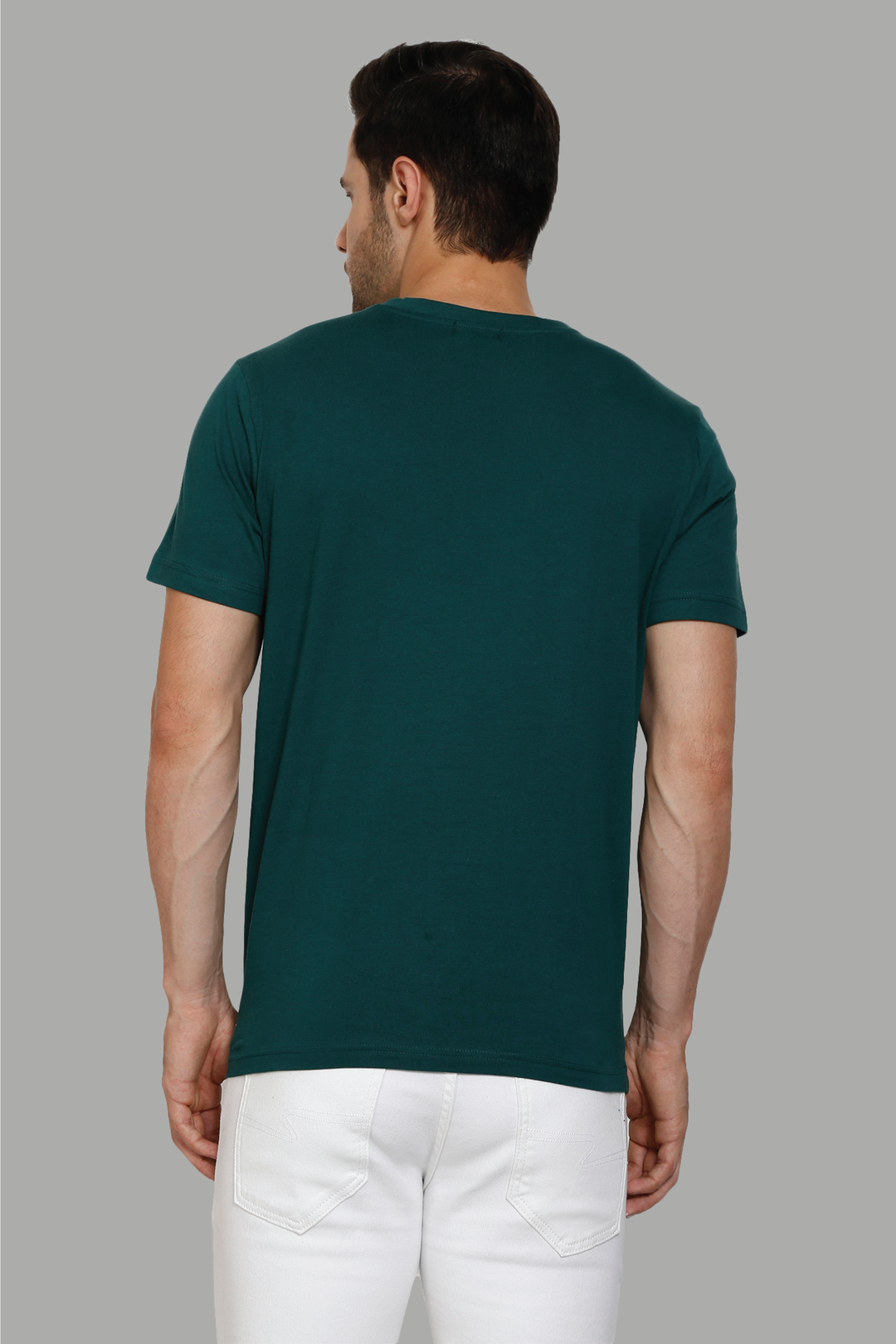 Brand Print Green Round Neck Men's Premium T-Shirt - Peplos Jeans