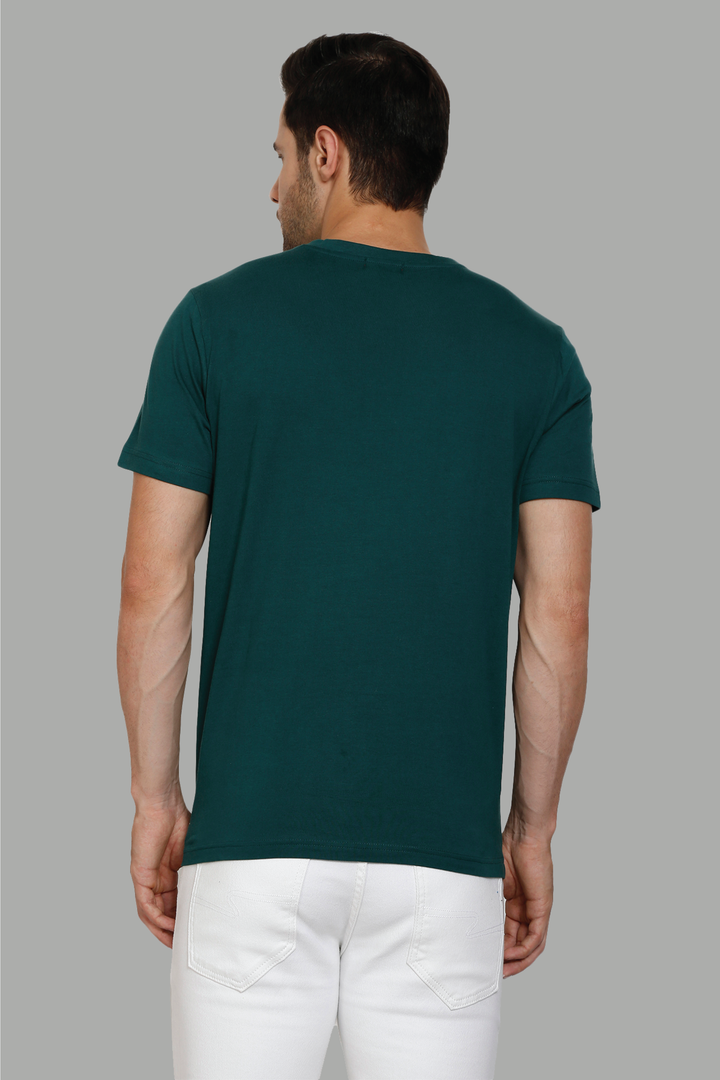 Brand Print Green Round Neck Men's Premium T-Shirt - Peplos Jeans