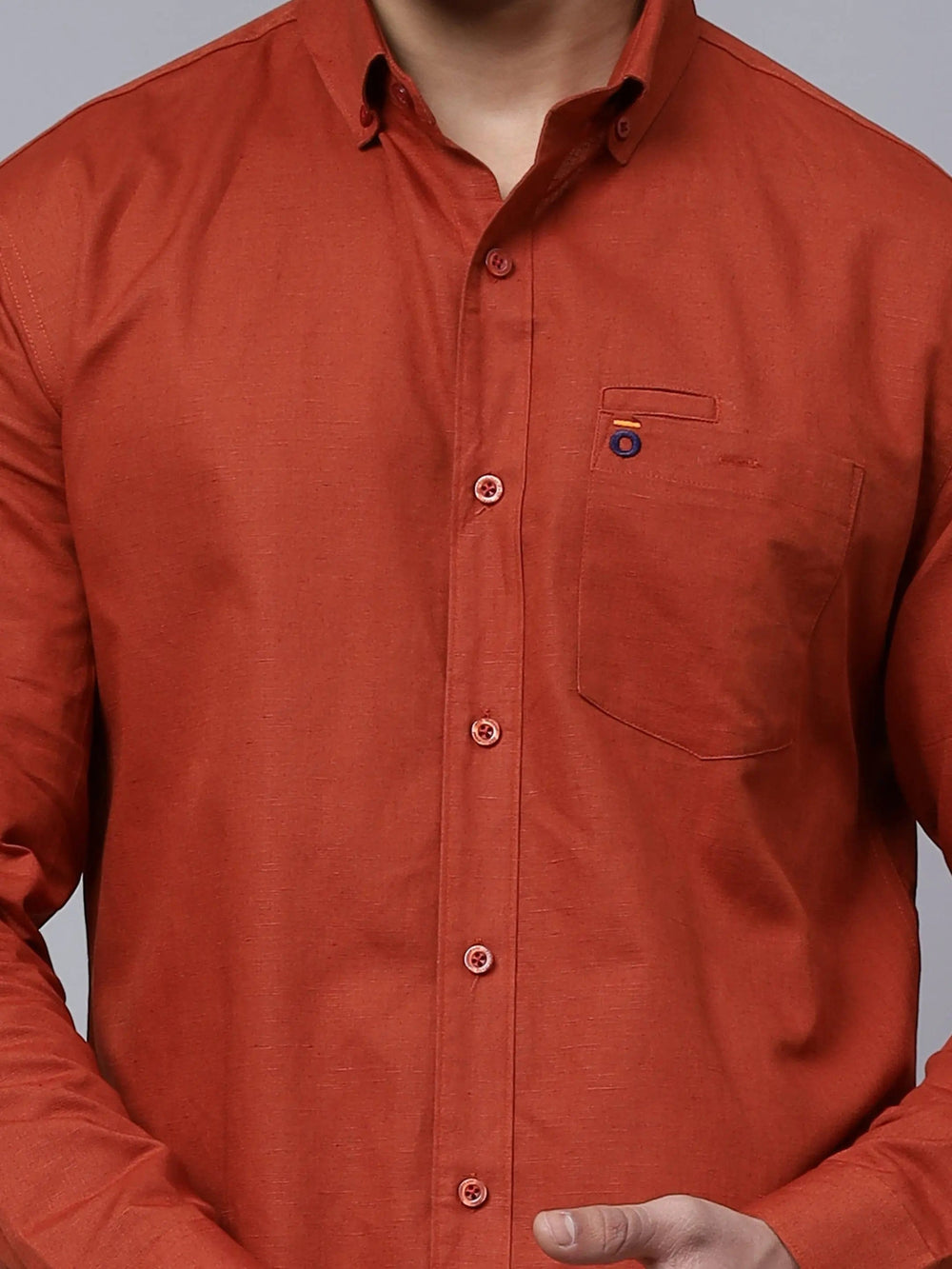 Regular Fit Cotton Solid Rust Casual Shirt For Men - Peplos Jeans