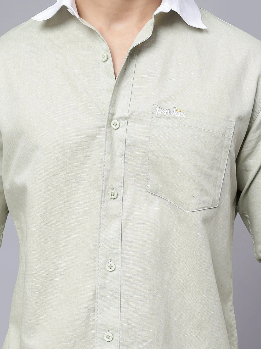 Regular Fit Cotton Pista Green Casual Shirt For Men - Peplos Jeans