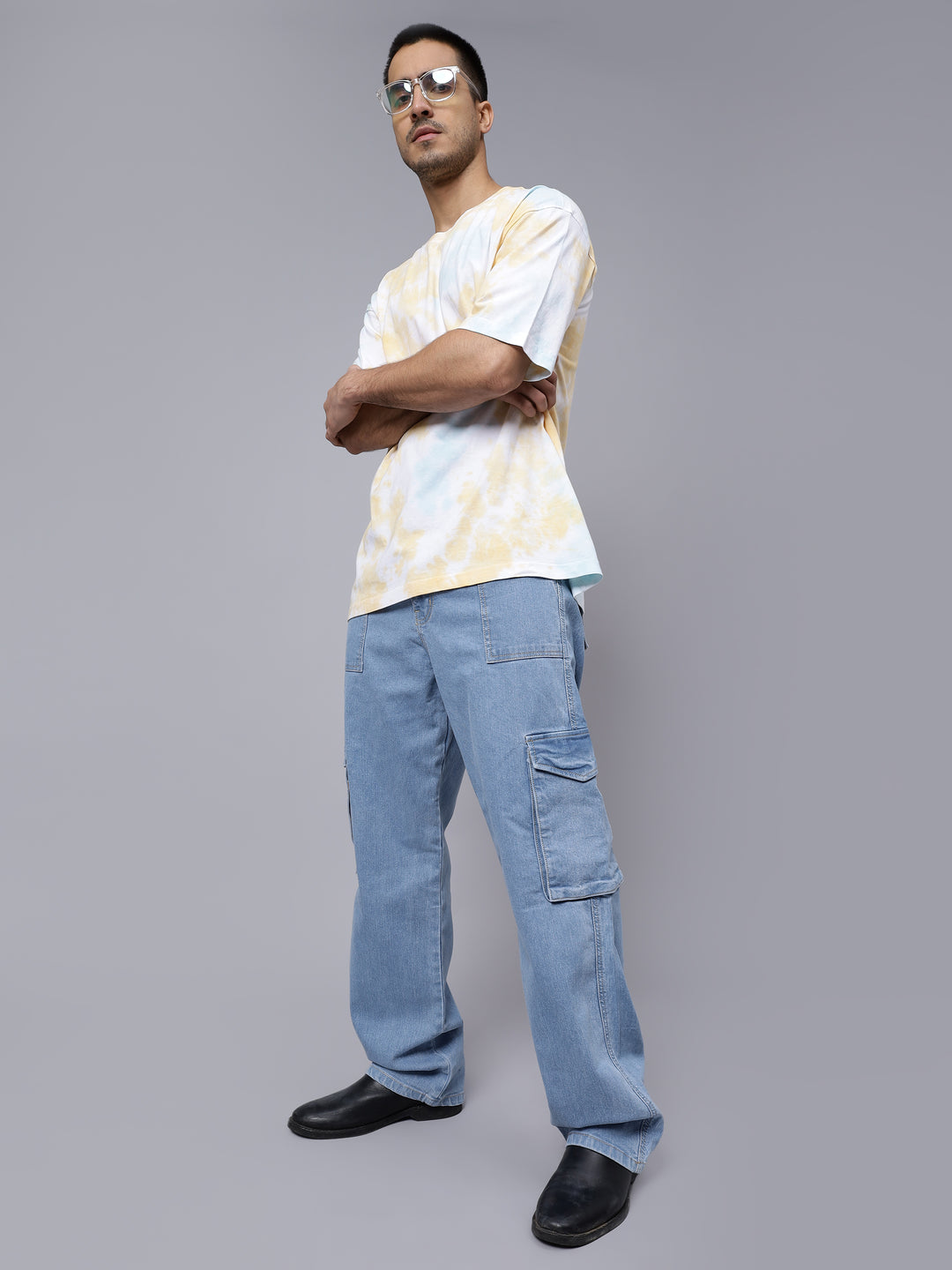 Men's Multi Color Pure Cotton Tie & Dye Oversized T-shirt - Peplos Jeans