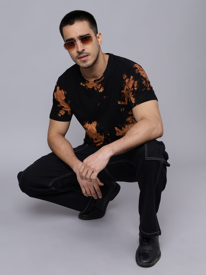 Men's Multi Color Pure Cotton Tie & Dye T-shirt - Peplos Jeans