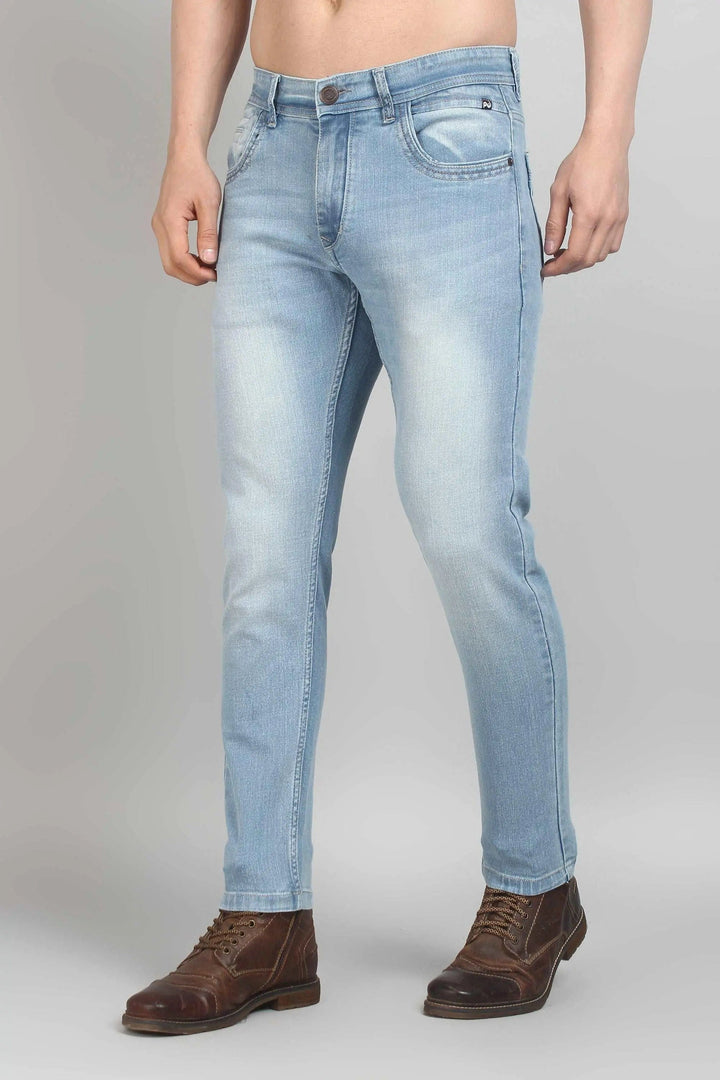 Ankle Fit Shine Blue Men's Denim Jeans - Peplos Jeans