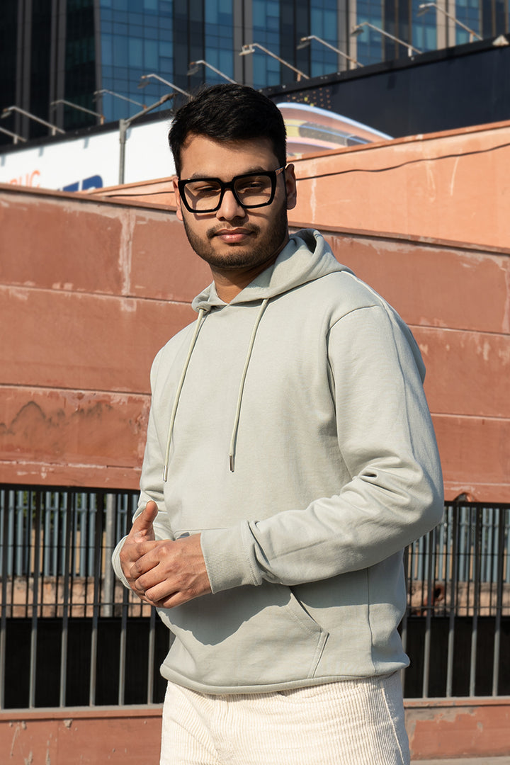 Oversized Fit Printed Hoodie For Men (Pastel Green)