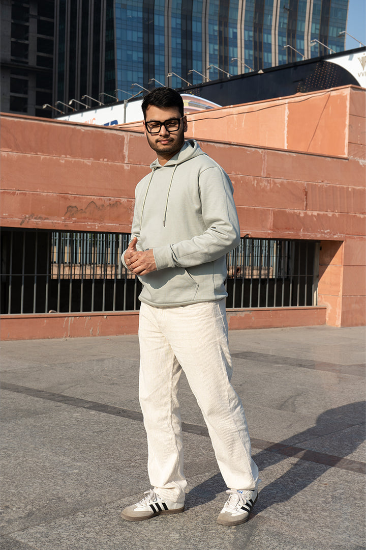 Oversized Fit Printed Hoodie For Men (Pastel Green)