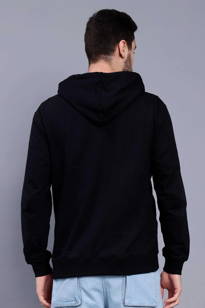 Regular Fit Printed Premium Black Zipper Hoodie For Men - Peplos Jeans