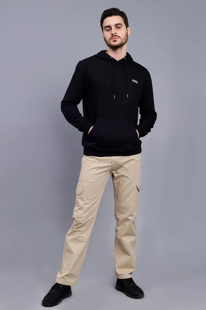 Regular Fit Back Printed Premium Black Hoodie For Men - Peplos Jeans