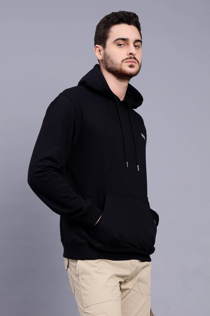 Regular Fit Back Printed Premium Black Hoodie For Men - Peplos Jeans