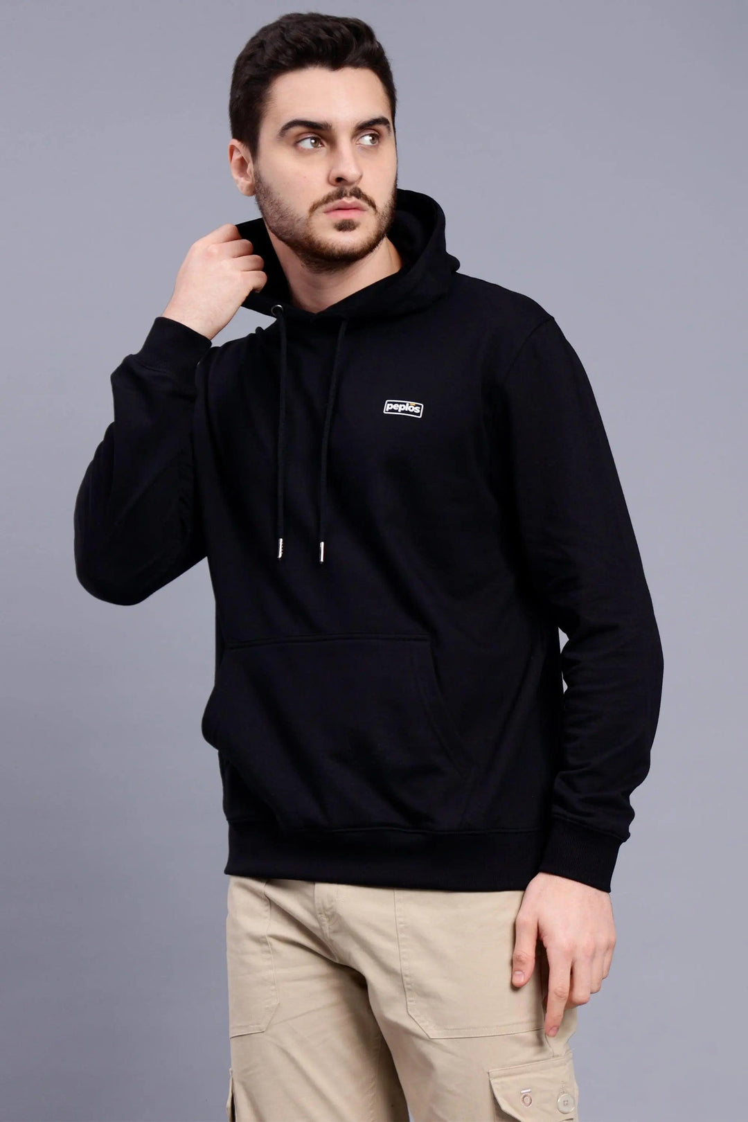 Regular Fit Back Printed Premium Black Hoodie For Men - Peplos Jeans