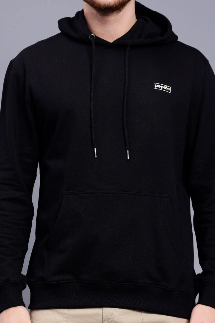 Regular Fit Back Printed Premium Black Hoodie For Men - Peplos Jeans