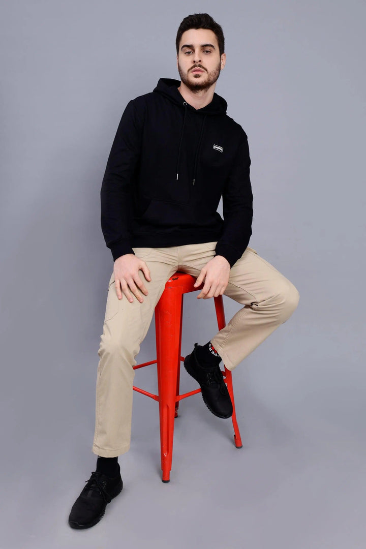 Regular Fit Back Printed Premium Black Hoodie For Men - Peplos Jeans